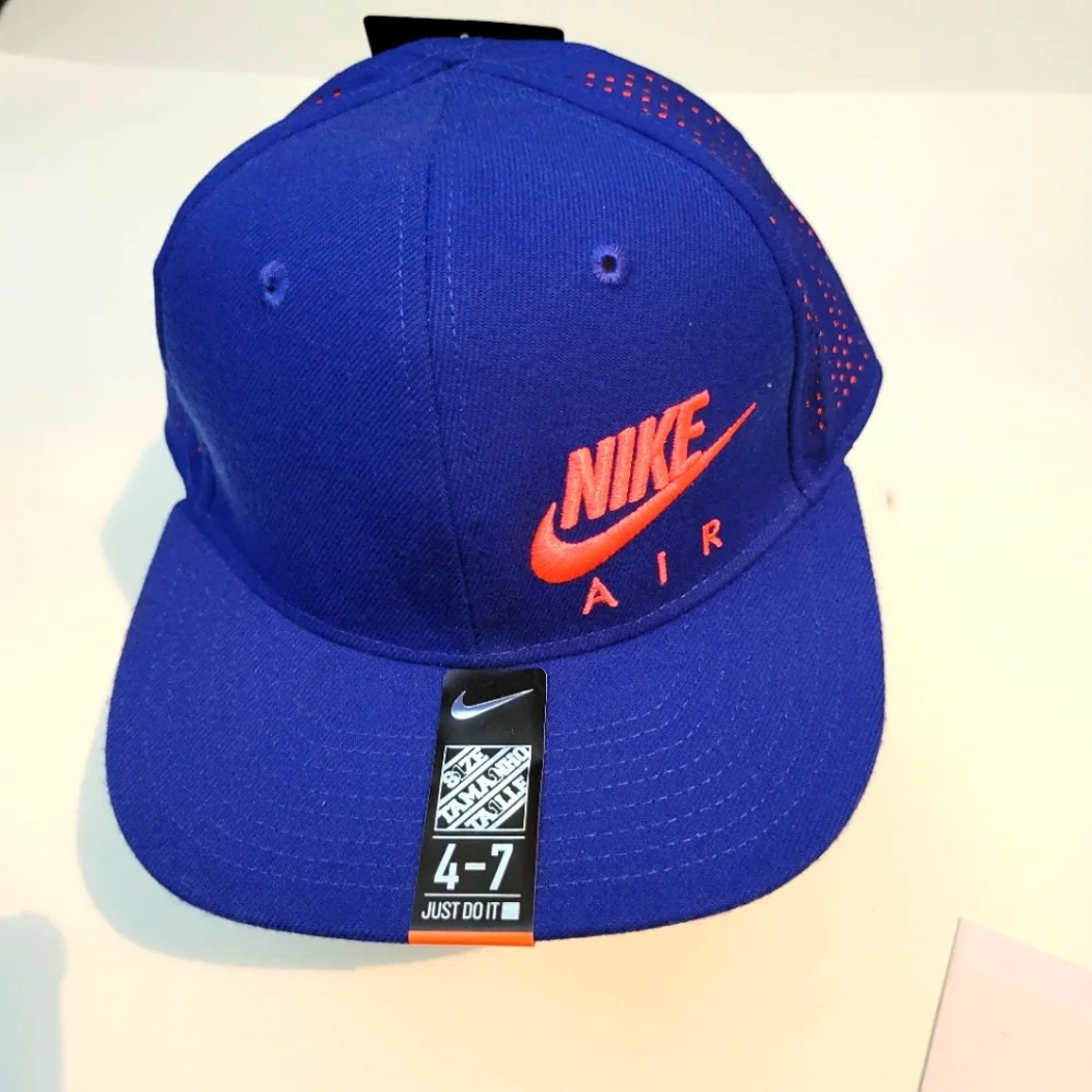 NWOT Nike True Swoosh Hat Unisex Blue and Orange‎ Logo Size 4-7